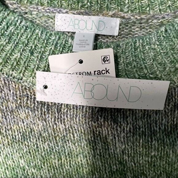 Abound Sweater Teal Cyrus Space Dye Crew Neck Green Grey Blue Long Sleeves Large - Picture 12 of 14